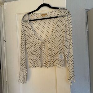 Tie front split bell sleeve top